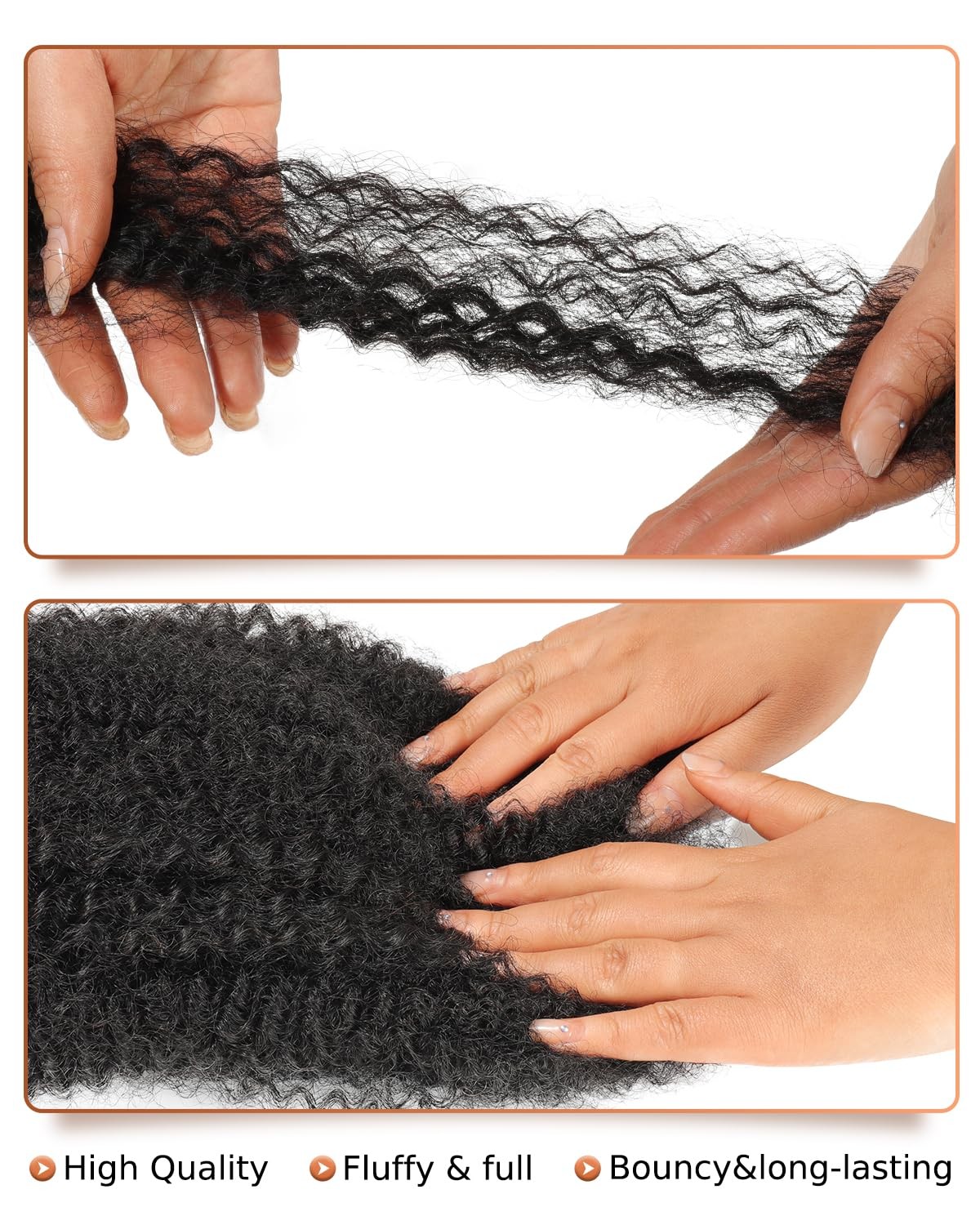 Beeos Afro Kinkys Bulk Human Hair Natural Black 4C Curly For Braids 50Gram