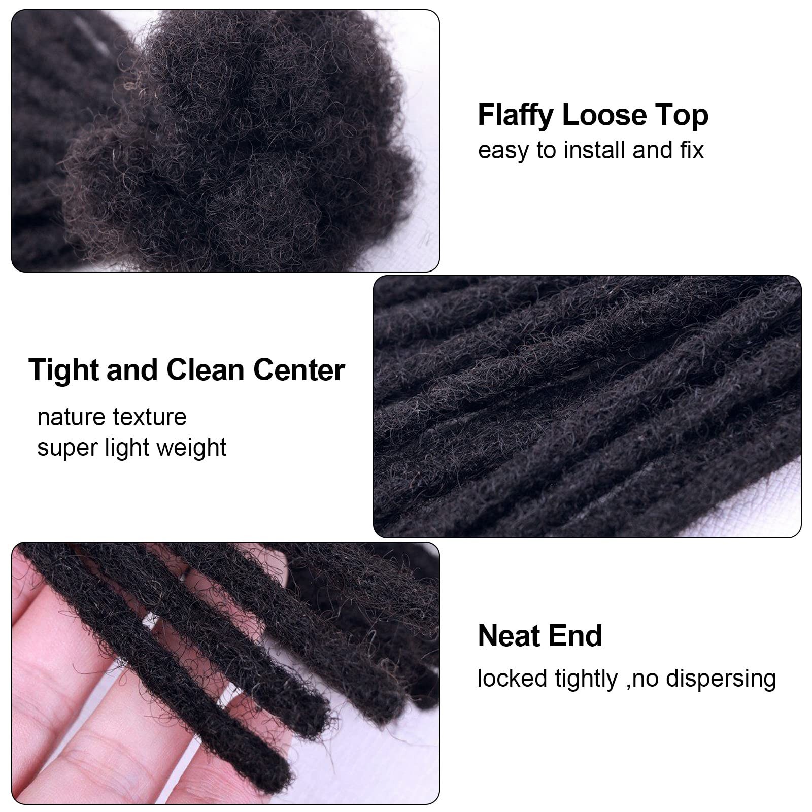 0.4cm Thickness 100% Human Hair Dreadlock Extensions 10 Inch 10 Strands Full …