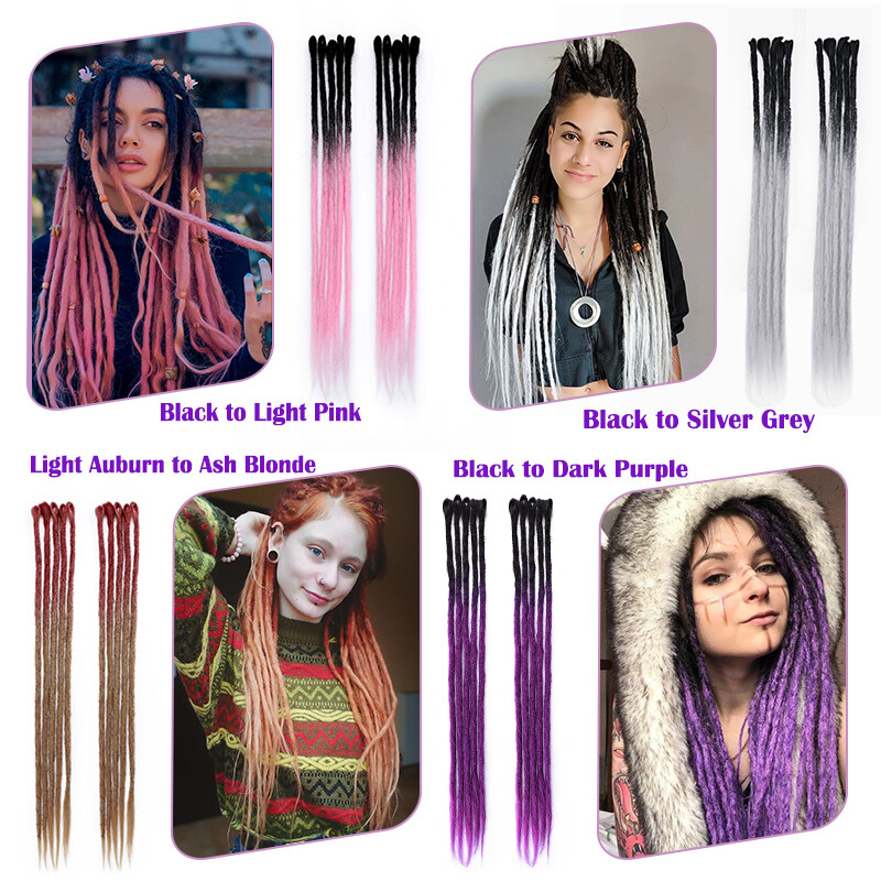 Long Ombre Dreadlocks Hair Extensions Synthetic Crochet Braiding Dreads Locs US