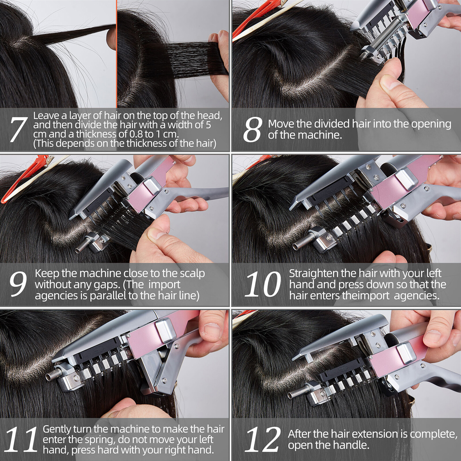 6D Human Hair Extension Machine Sets Salon Fusion Metal Connector Tool Kits
