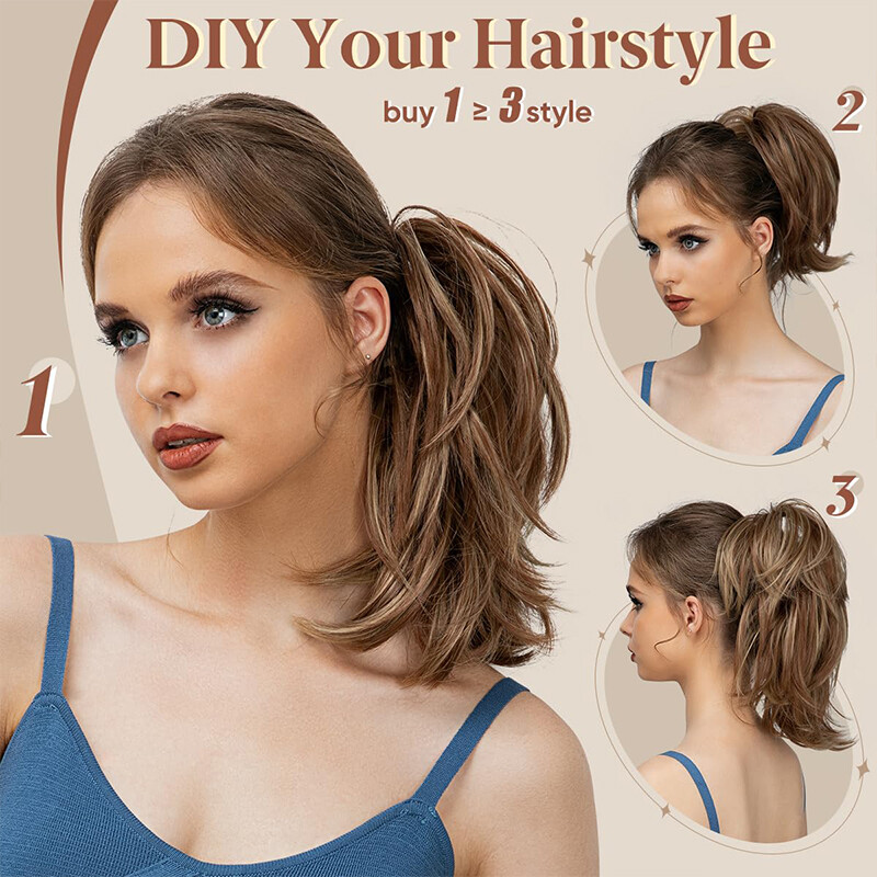 Thick 6″ Short Ponytail Hair Clip In As Human Claw On Pony Tail Hair Extension