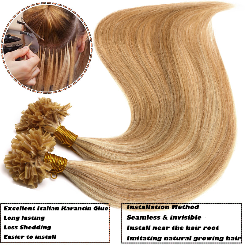 50-100G Real THICK Pre Bonded Keratin Nail U Tip 100% Remy Human Hair Extensions