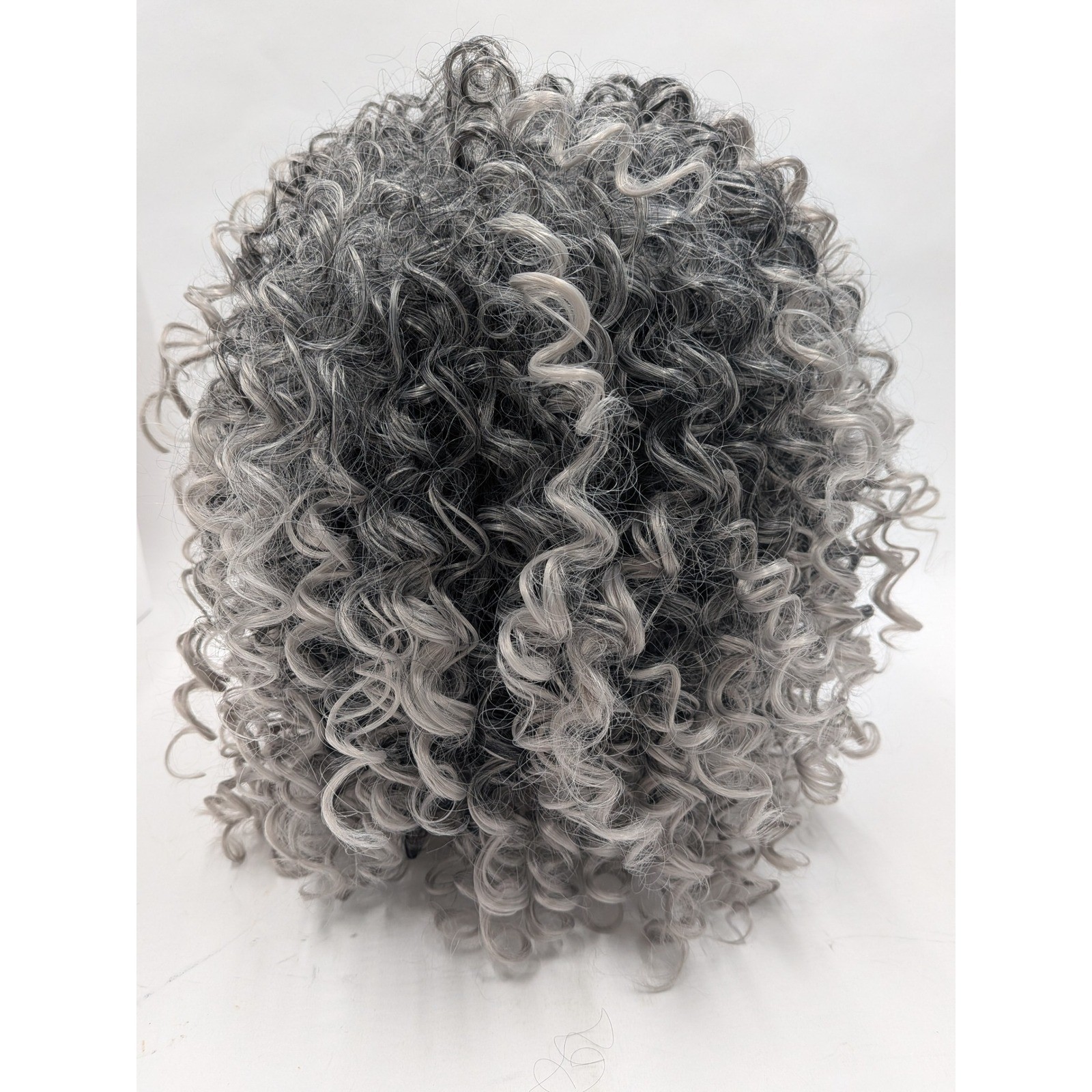 More Charming Short Curly Grey Wig Salt and Pepper Synthetic Afro Kinky Hair