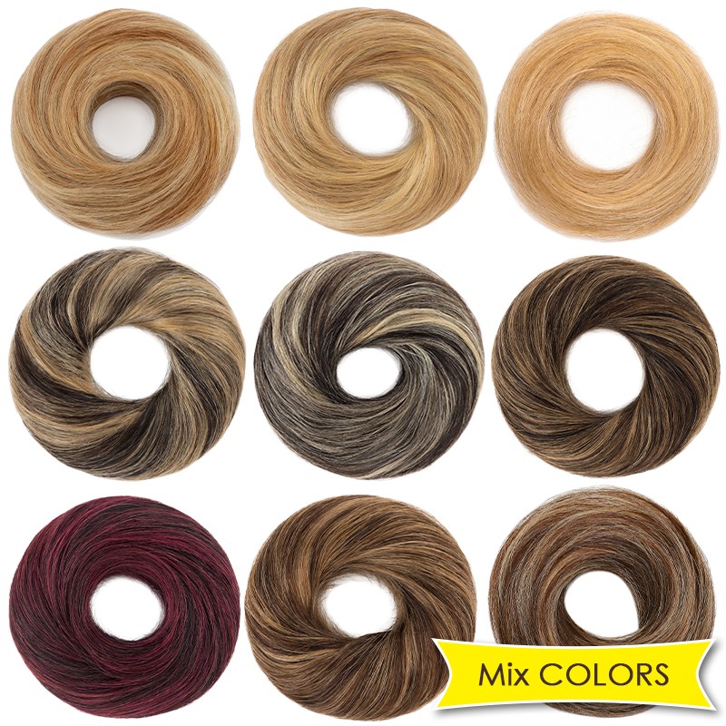 Messy Curly/Straight Bun Hairpiece 100% Remy Human Hair Piece Chignon Scrunchie