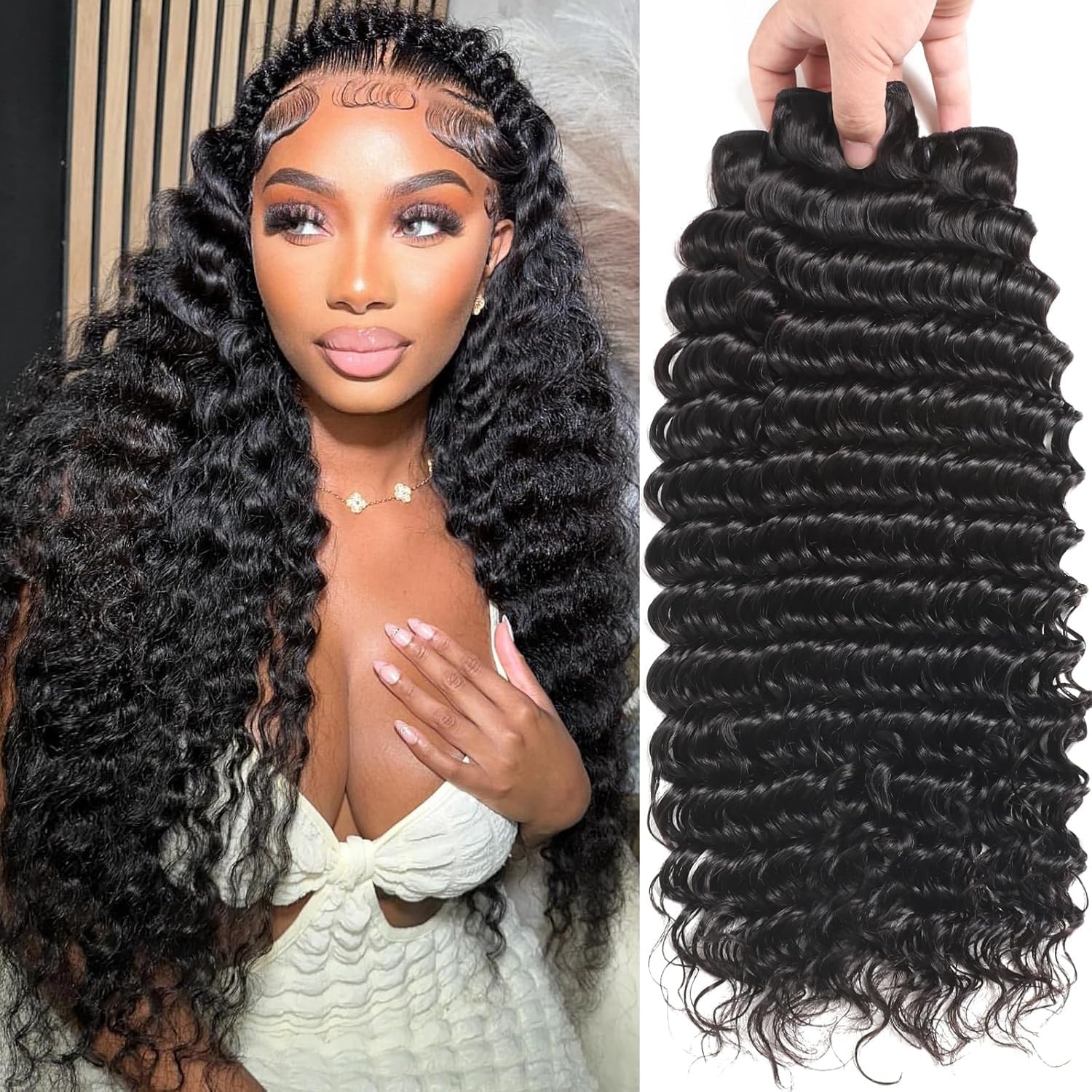 Fdola 12A Deep Wave 3 – 14 16 18 Inch Unprocessed Human Hair For Quick Weaves