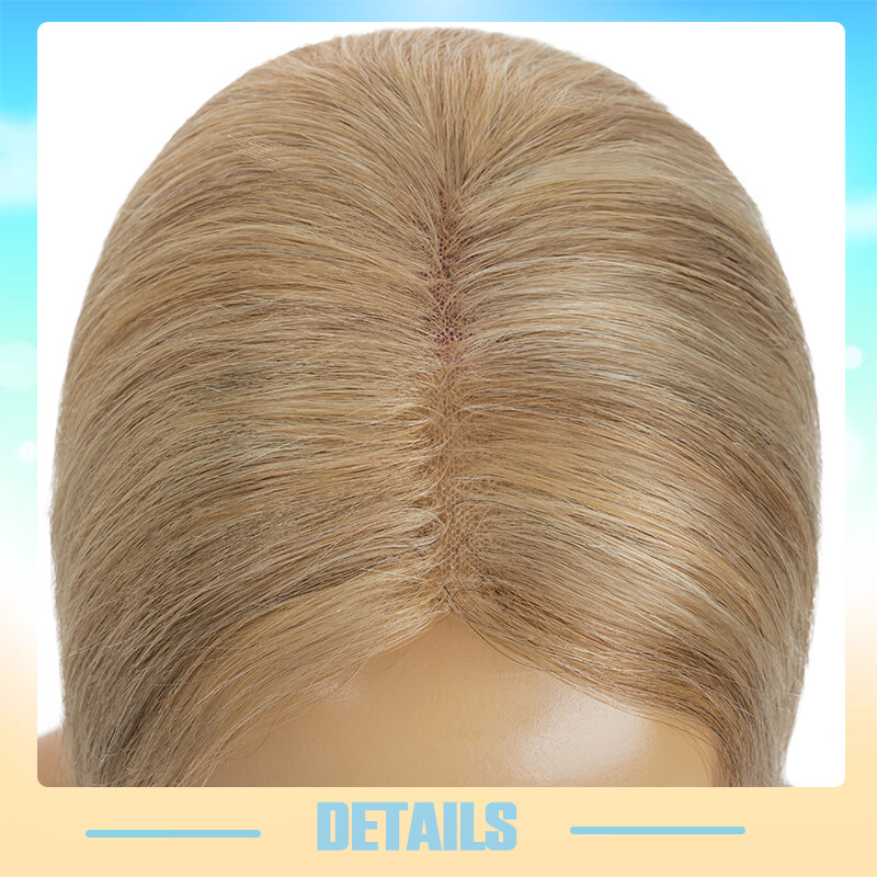 Free Part Full Lace Topper Hairpiece Clip in 100% Remy Human Hair Piece Toupee