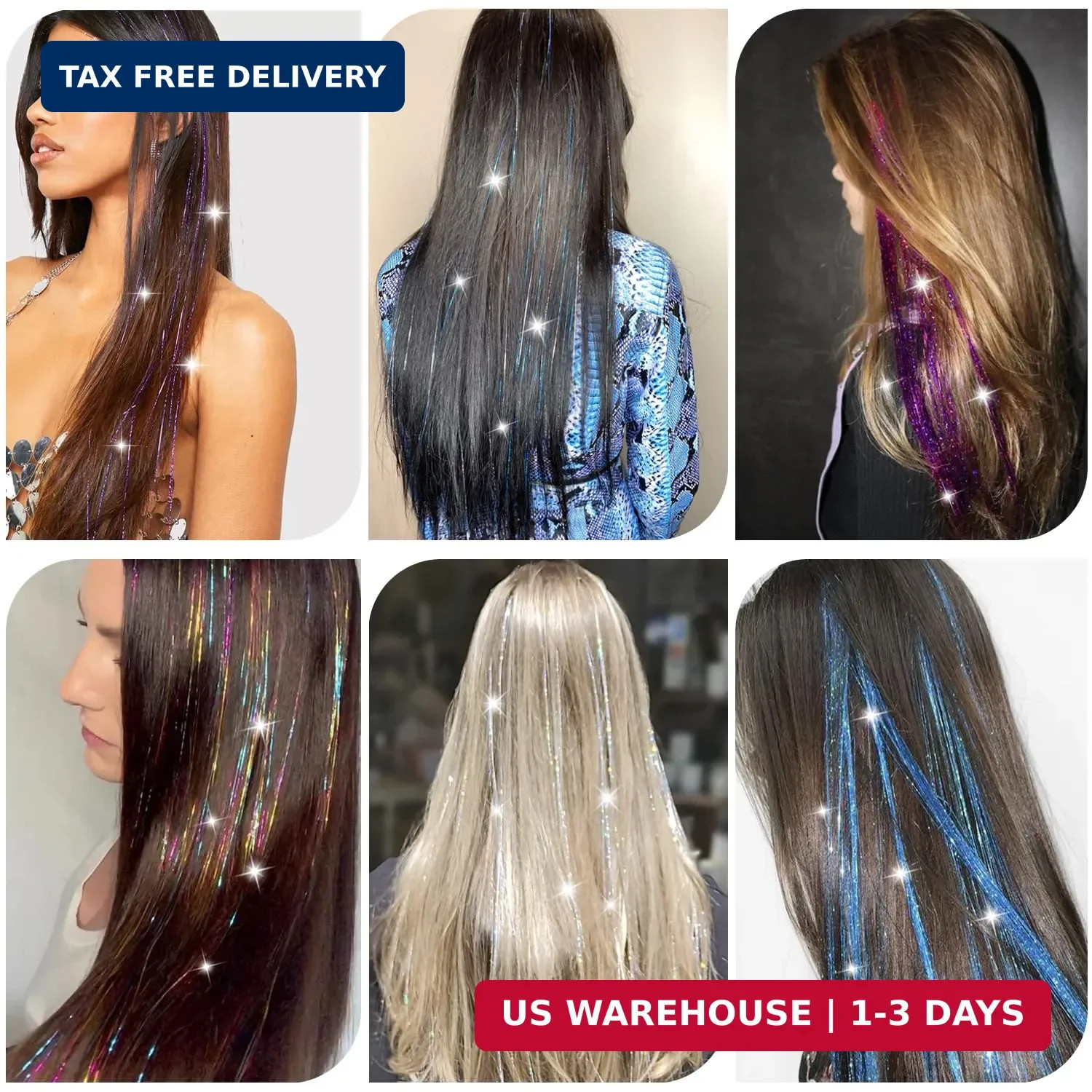 Hair Tinsel, 24 Colors 9800 Strands Hair Tinsel Kit with Tools, Heat Resistant T