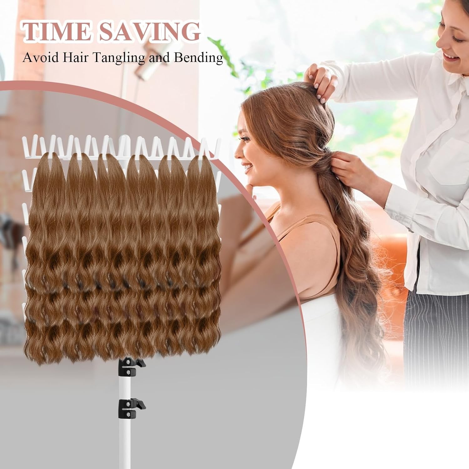 Braiding Hair Rack Height Adjustable 144 Pegs White