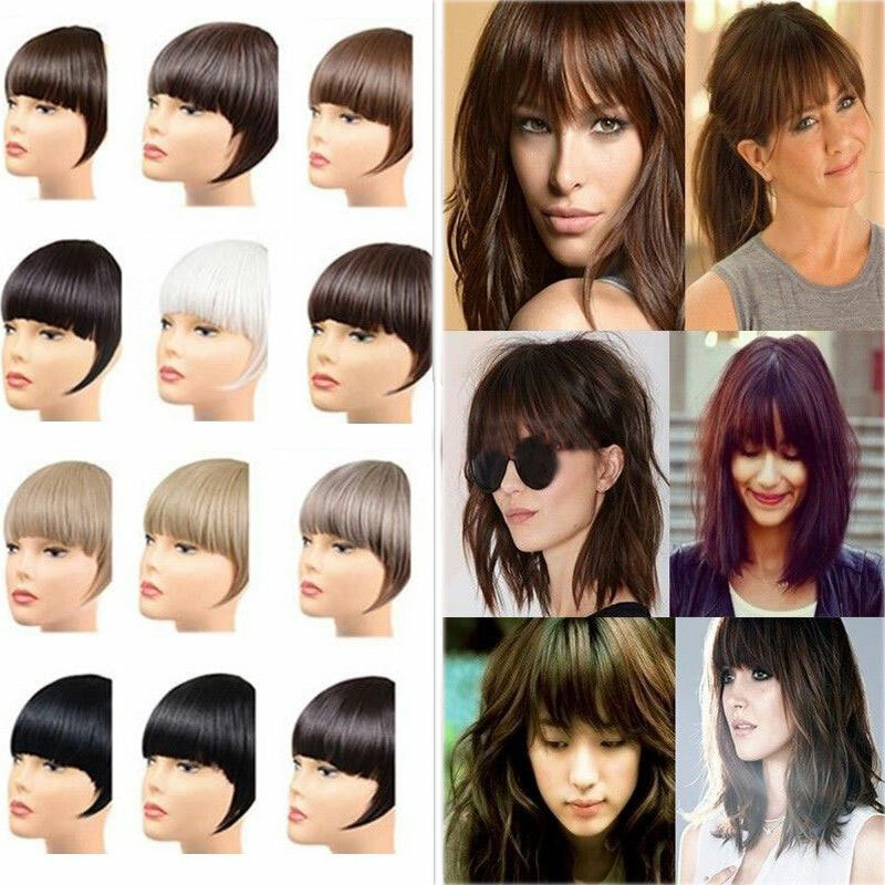 One Piece As Human Hair Neat Side Bangs Clip In Fringe Front Hair Extensions UK