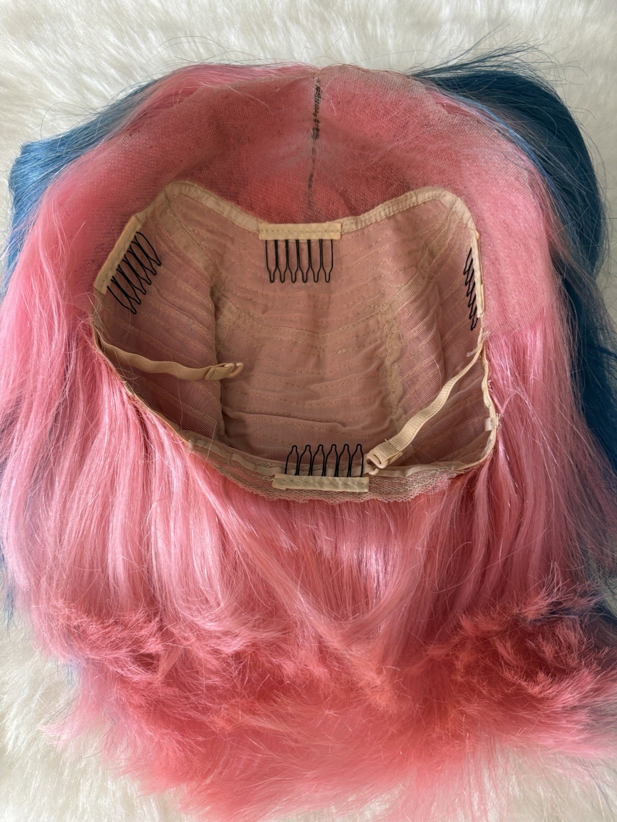Custom Color Lace Front Wig Human Hair | Bob Cut Wig | Pink & Blue | Baby Shower