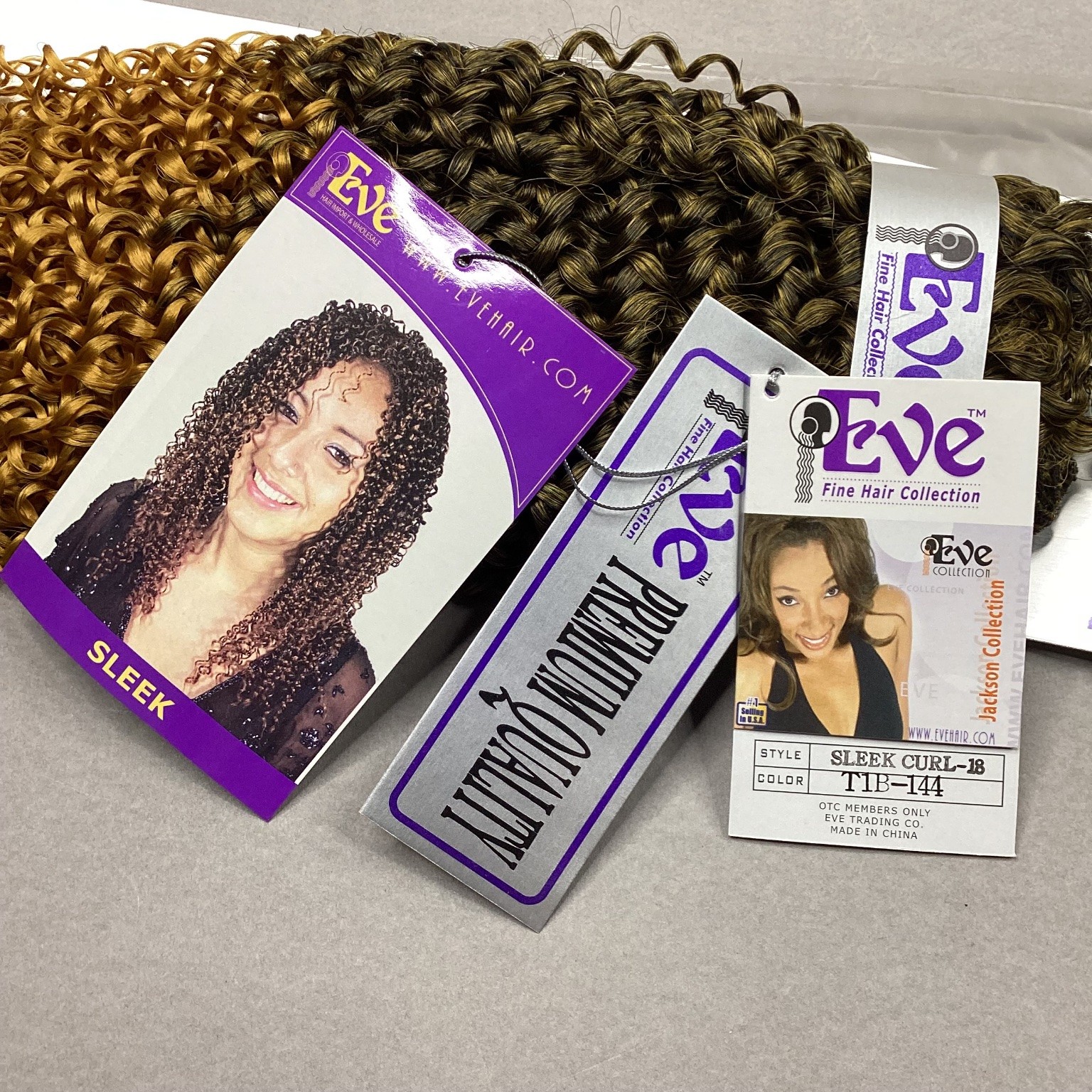 Eve SLEEK CURL-18 Hair Extensions Kanekalon Toyokalon T1B-144 Blended
