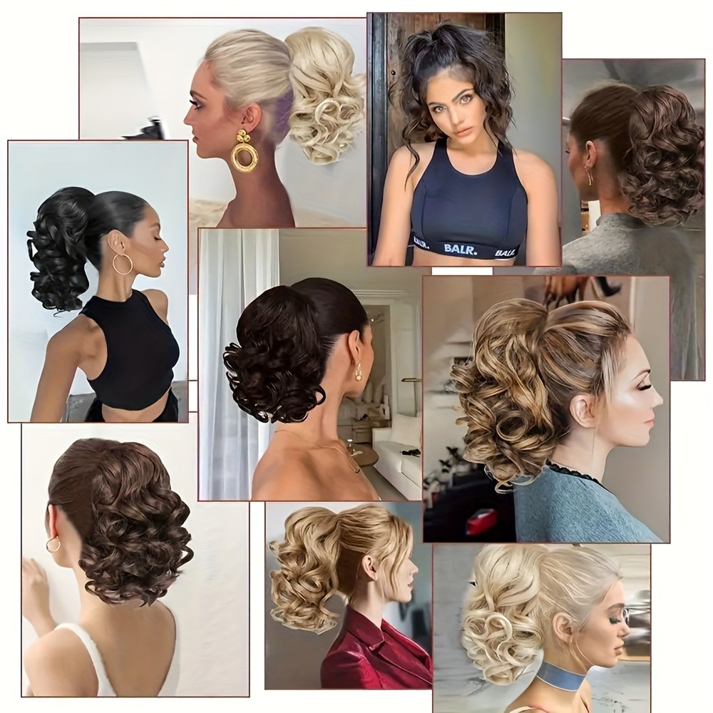 Women’s Curly Wavy Ponytail Extensions Curly Straight Synthetic Hair gold