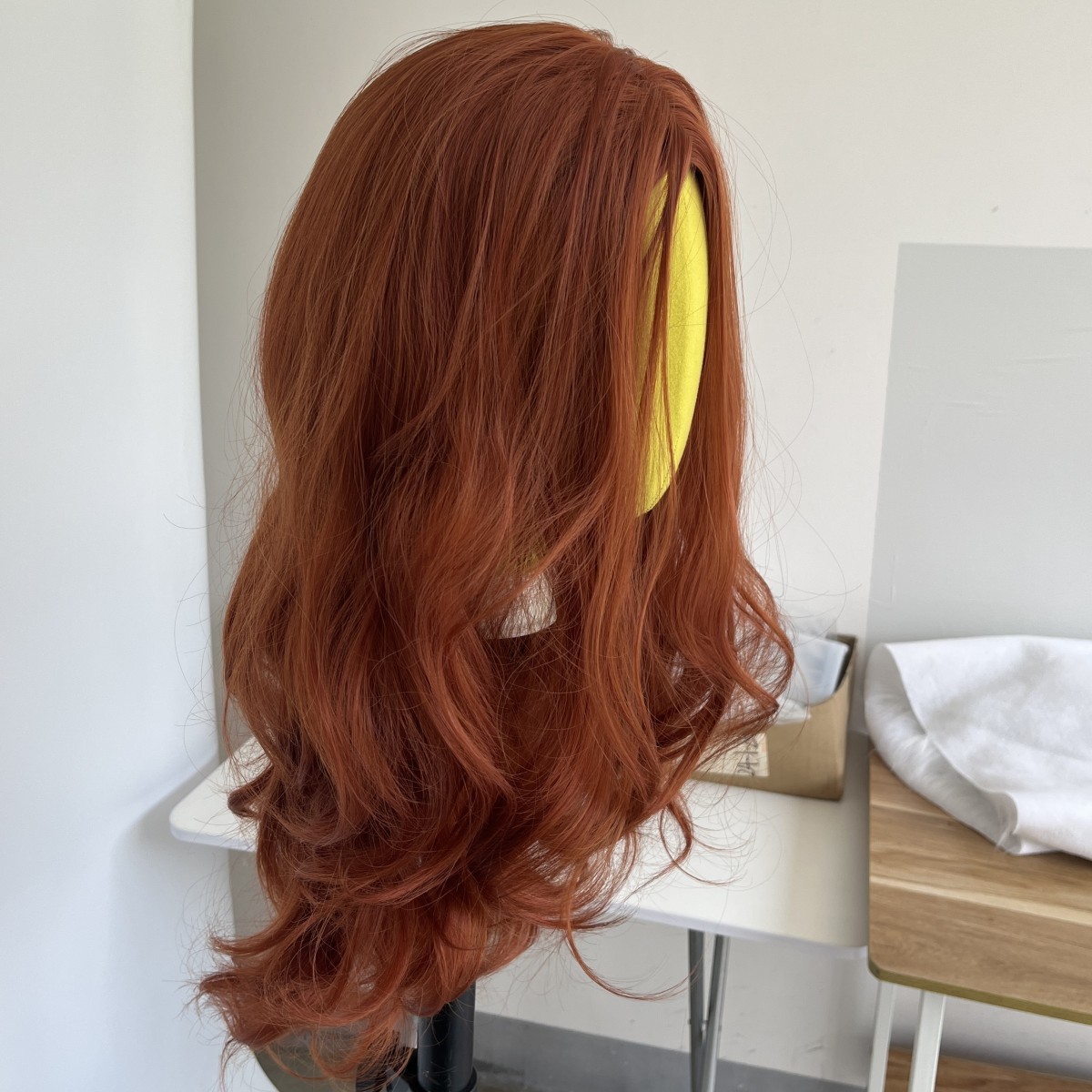 Copper Red Dress Up Wig Long Wavy Synthetic Hair Heat Resistant Women