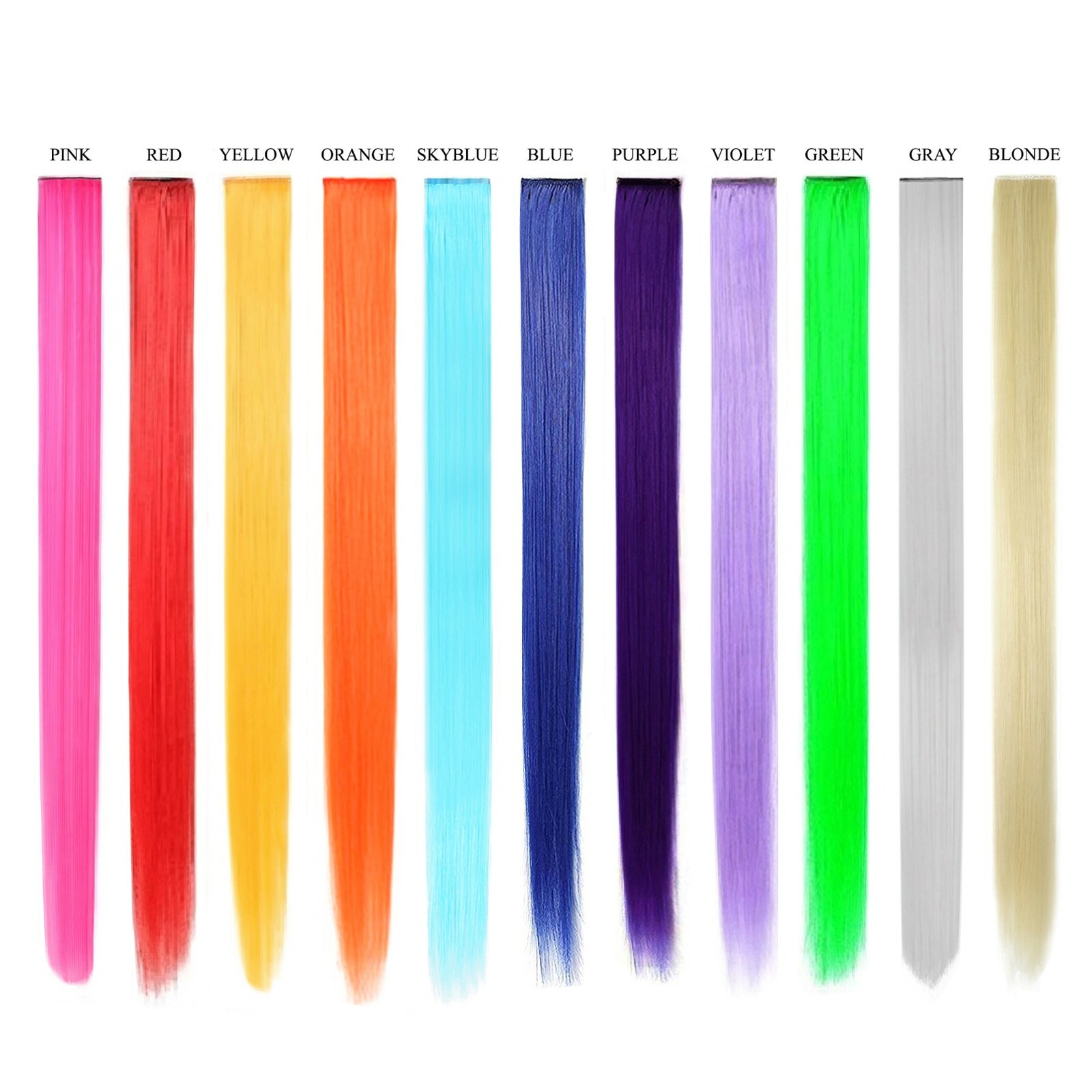11pcs Multi-Color 21″ Straight Party Clip In Synthetic Hair Extensions Cosplay