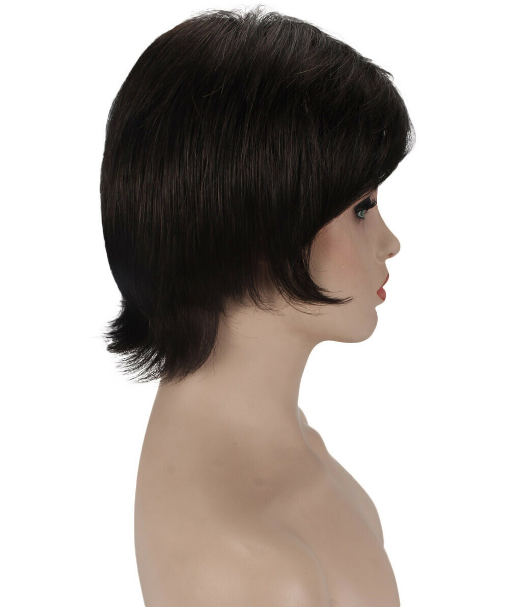 Ingrid – Srraight Kanekalon Synthetic Fiber Full Wig, 3.25 – 5.75 in, Off Black