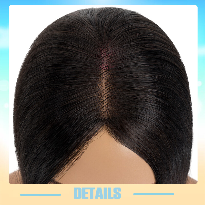 Clip In Hair Topper 100% Real Human Hair Piece Toupee Extensions Full Lace Base