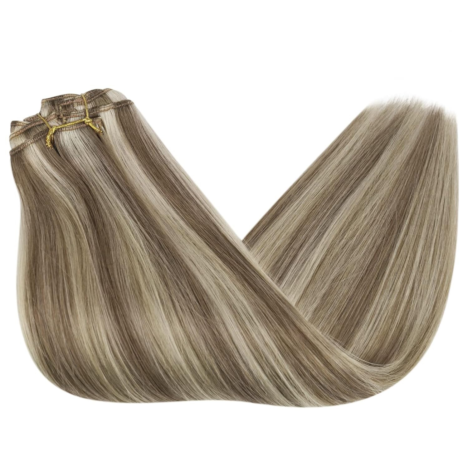Clip in Hair Extensions Real Human Hair Double Weft Clips in Remy Hair Full Head