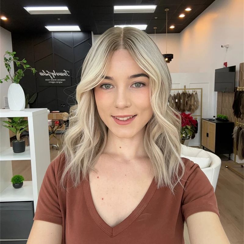 14 Inches Ombre Ash Blonde Brown Colored Brazilian Remy Human Hair Lace Front