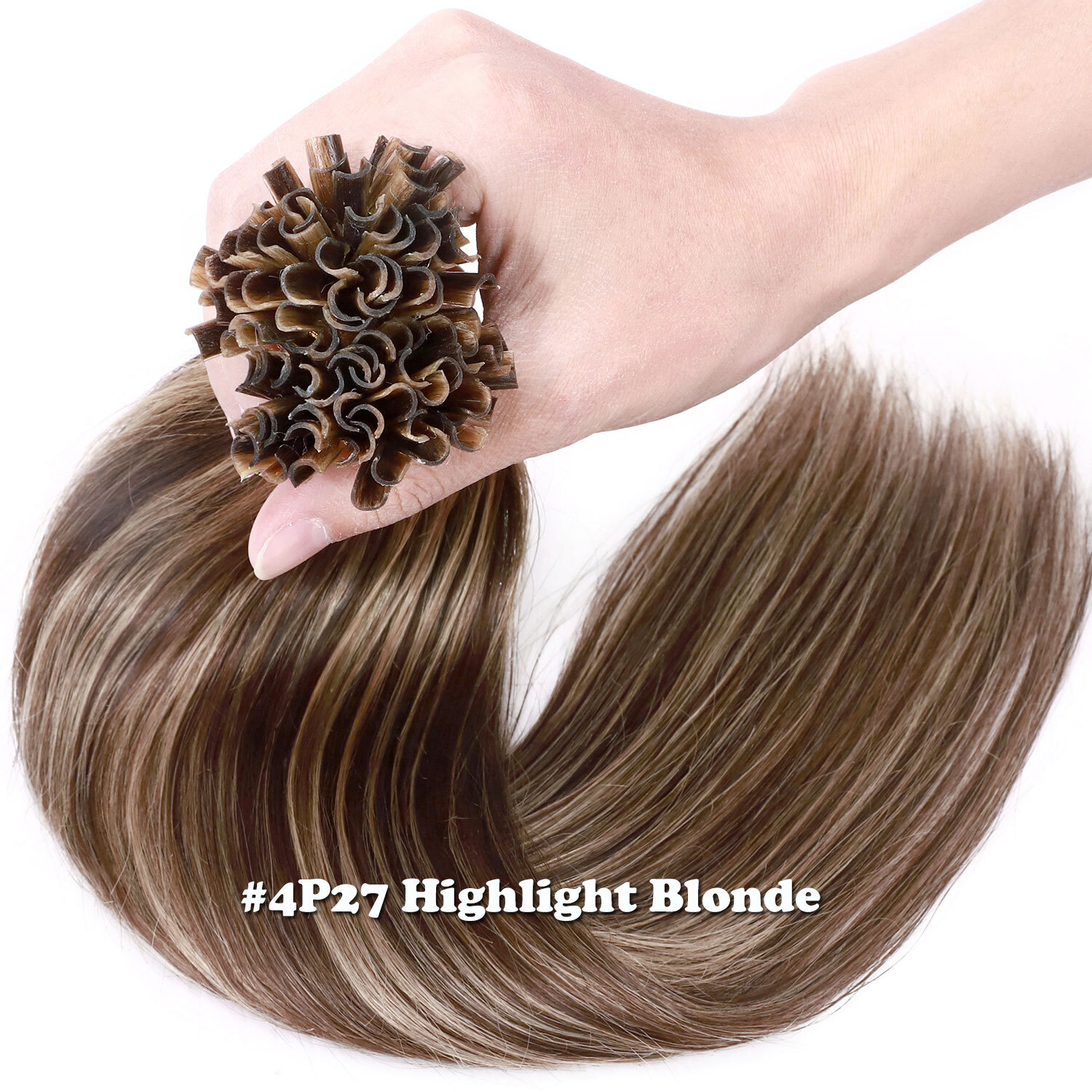 50-200PCS THICK Pre Bond Keratin Nail U Tip Human Remy Hair Extension Highlight