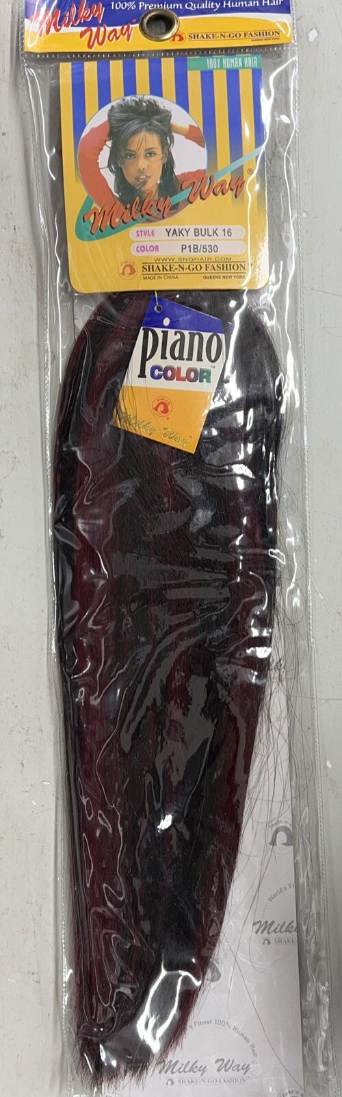 100% Human Hair Bulk-Braid/Braiding. Milky Way 16″ Yaky Straight Color 1B/530