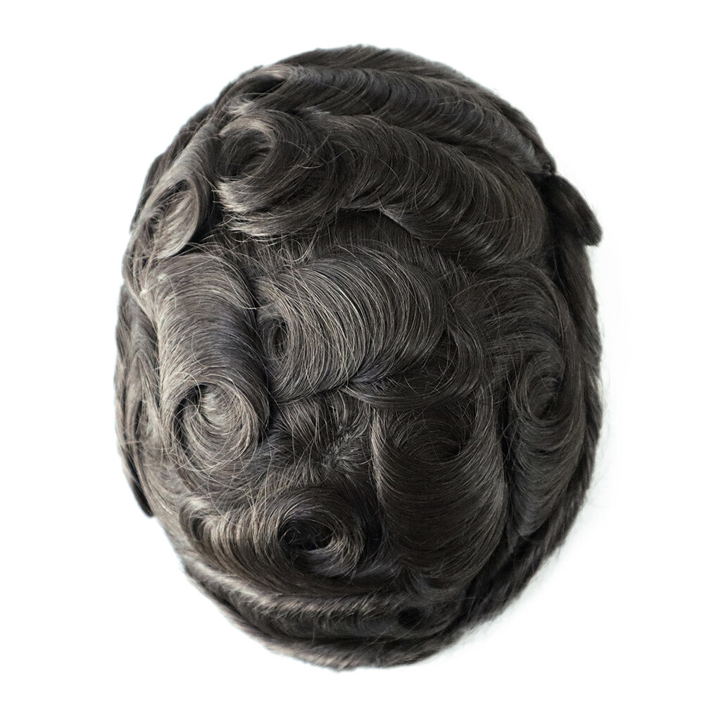 Mens Toupee Real Human Hair Thin Skin Hairpieces Replacement Systems Hair 8X10”