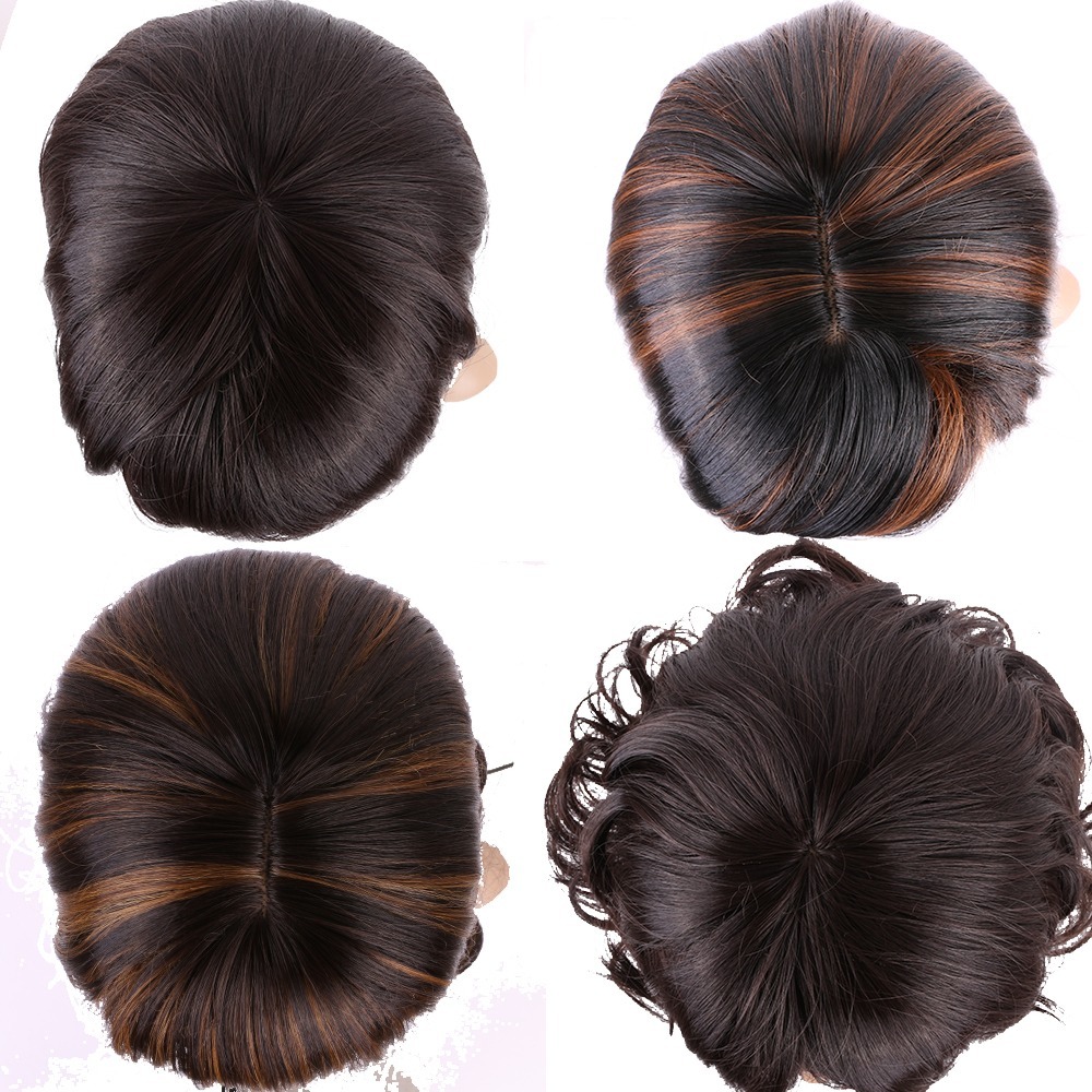 Women Ladies Brown Blonde Wig Long Hair Curly Straight Bangs Full Wigs Glueless