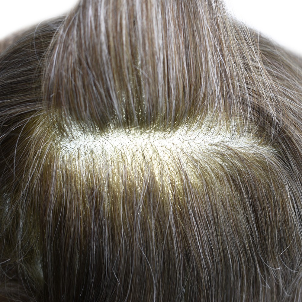 Bleached French Lace Front Mens Toupee Hairpiece Skin PU Hair Replacement System