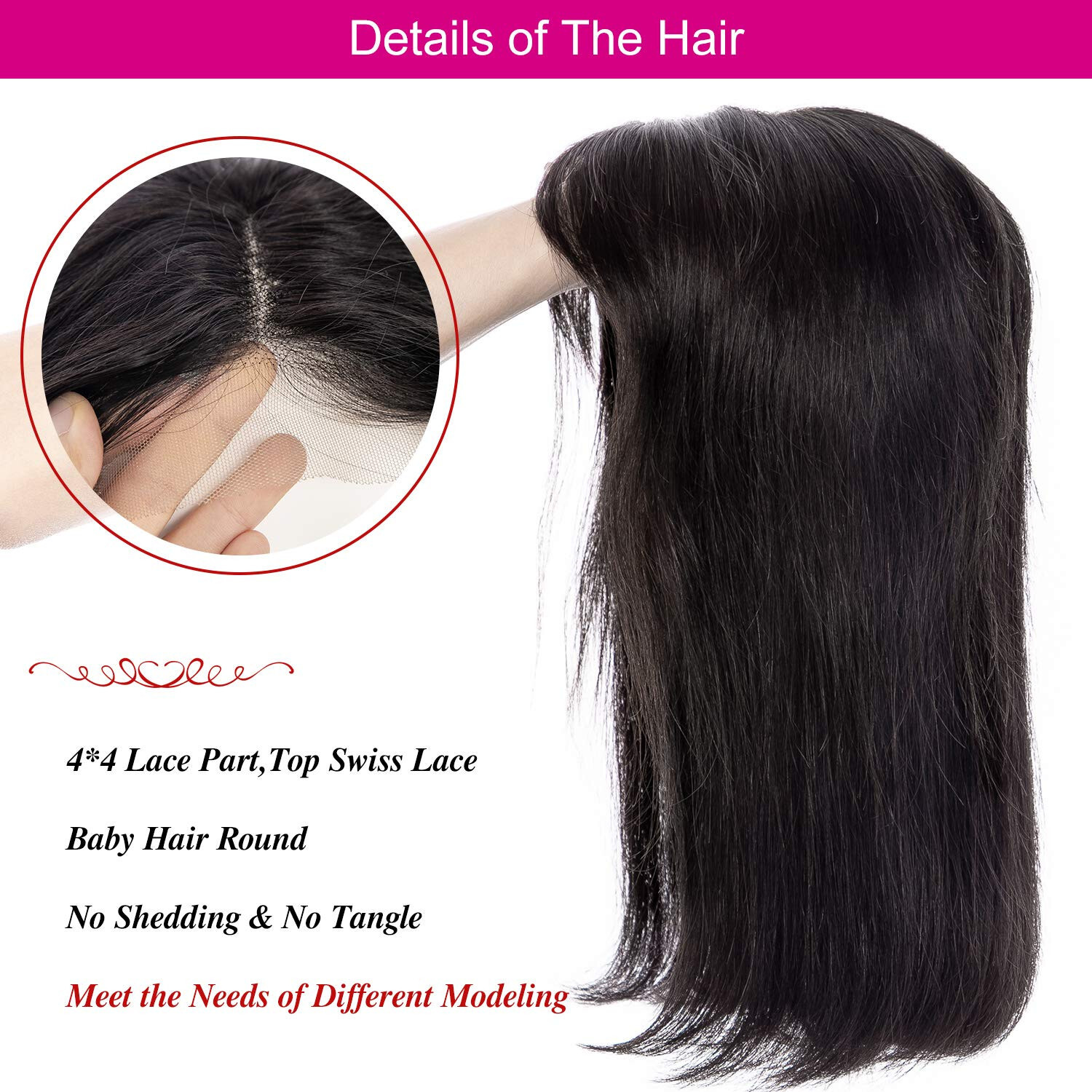 Magviila Short Straight Bob Wigs Human Hair 4X4 Lace Front Closure Natural Black
