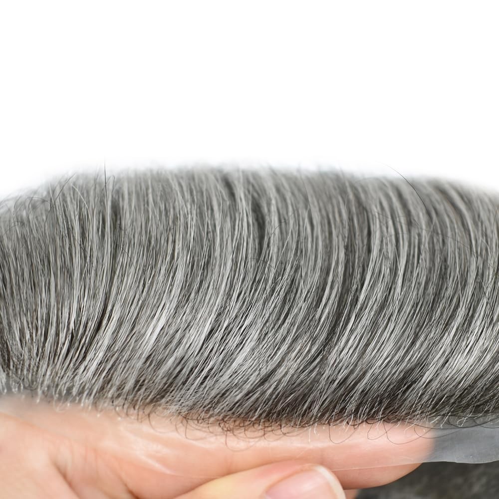 THIN SKIN Mens Toupee HumanHai Replacement Full Poly Skin PU System Wig for Men