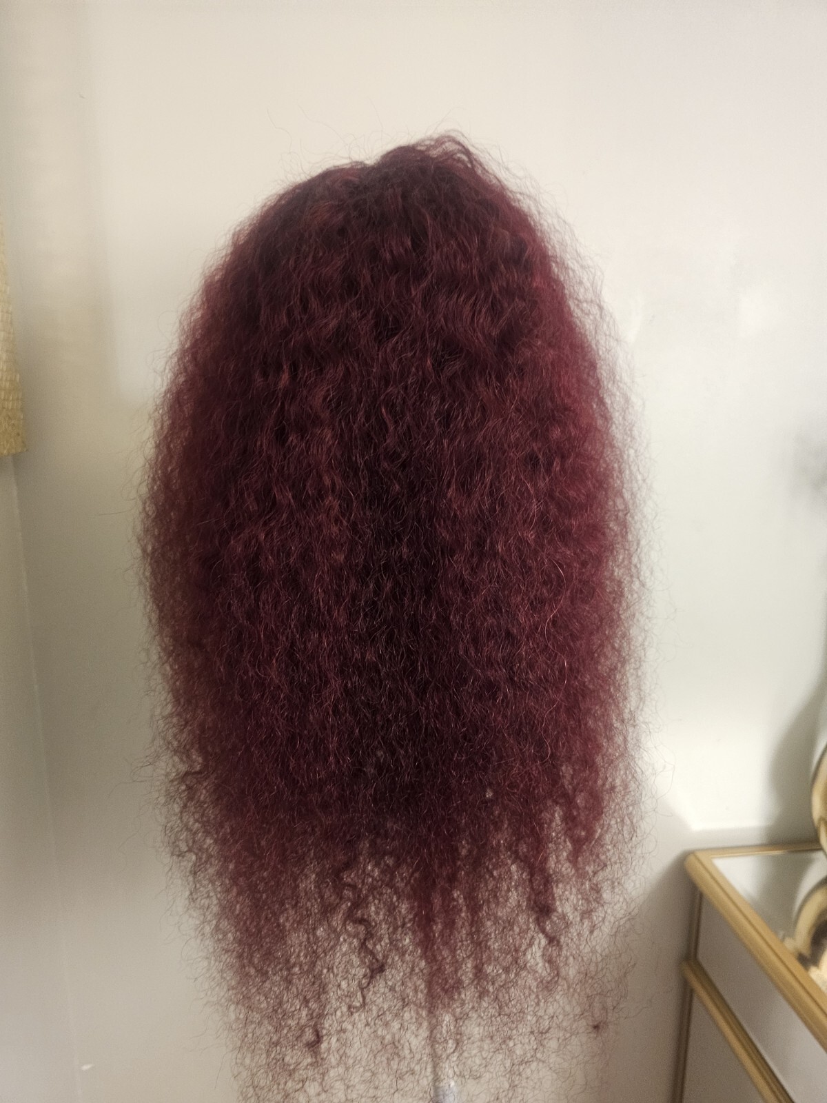 High Quality regular Top Reddish 24″wavy curly 150% Virgin Human Hair Lace Wig