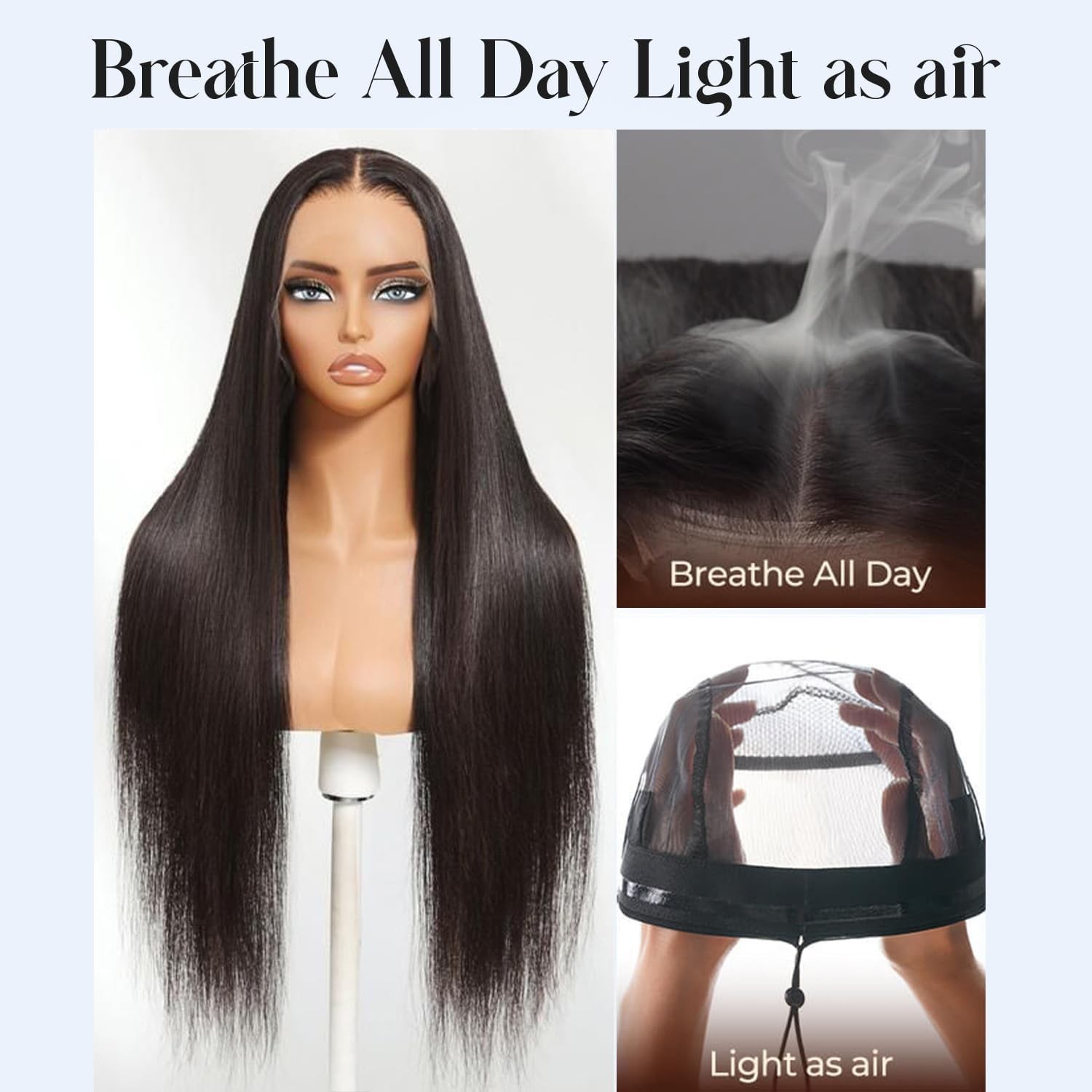 32″ Glueless Human Hair Wig – 200 Density, 5×5 HD Lace Closure, Straight, Pre-Pl