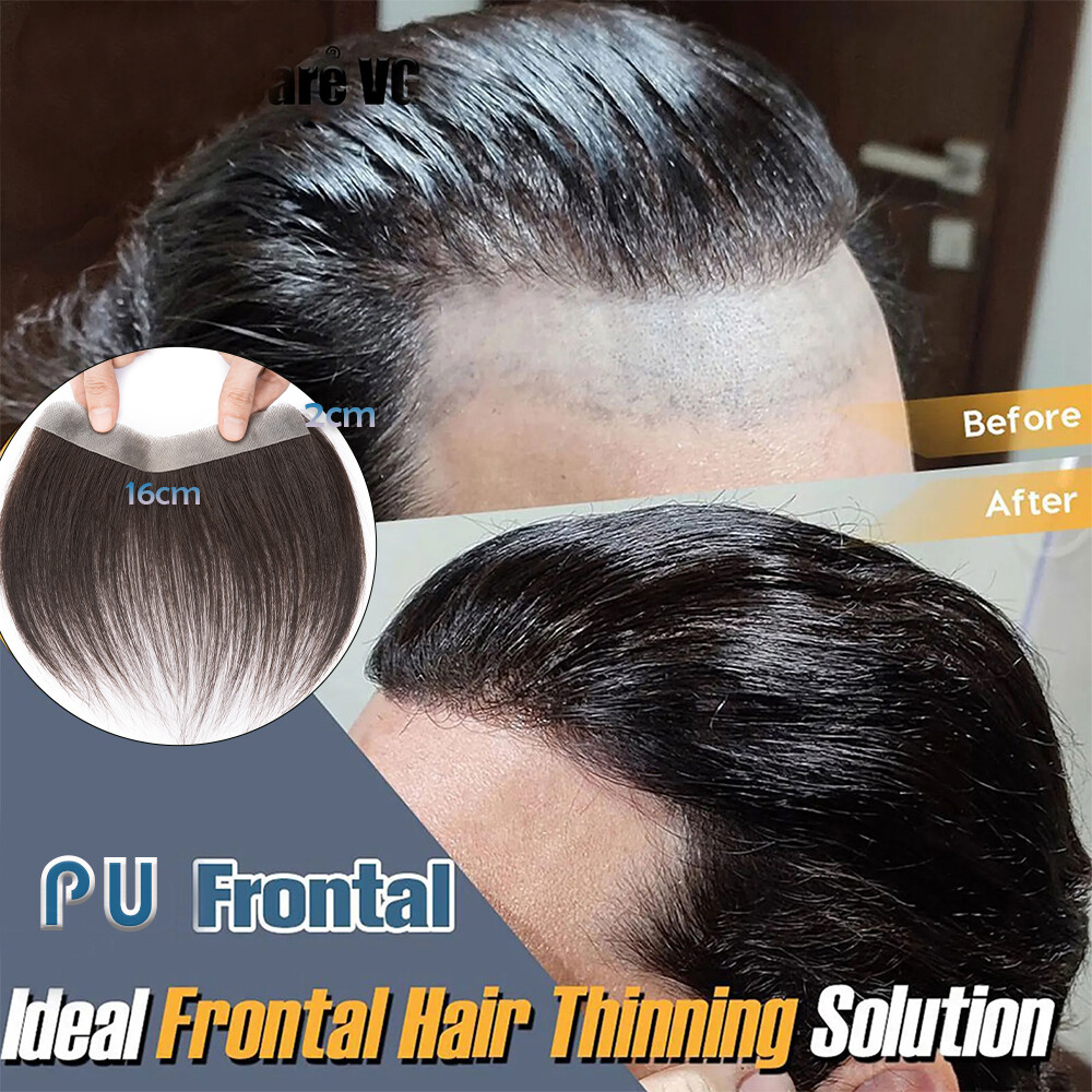 Toupee Men Hair System Full Poly Skin PU Human Hair Replacement Hairpiece Wig US