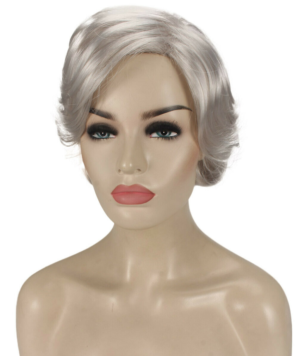 Lana – Straight Kanekalon Synthetic Fiber Full Wig, 3.25 – 6.5 in, Silver Grey