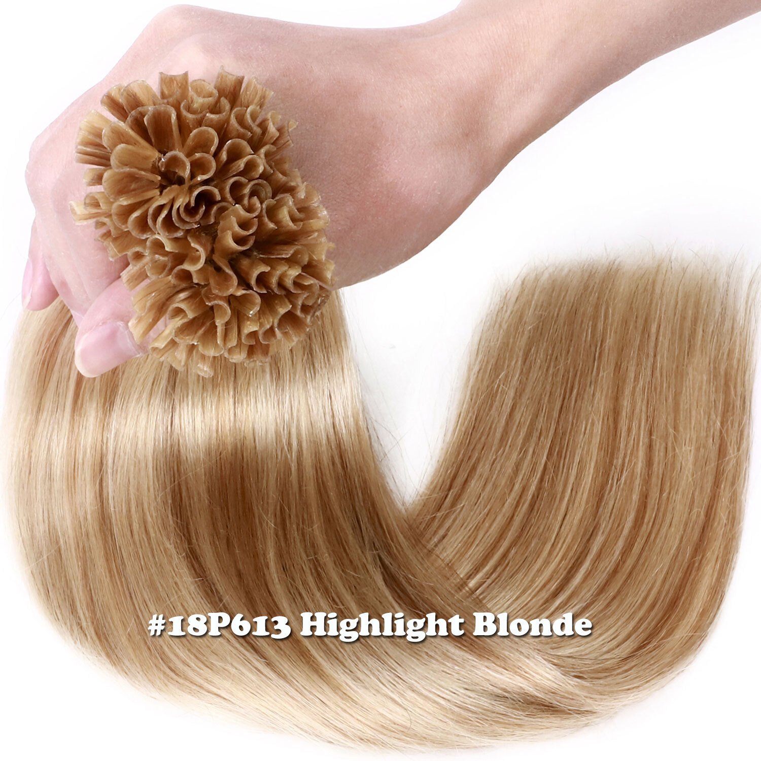 50-200PCS THICK Pre Bond Keratin Nail U Tip Human Remy Hair Extension Highlight