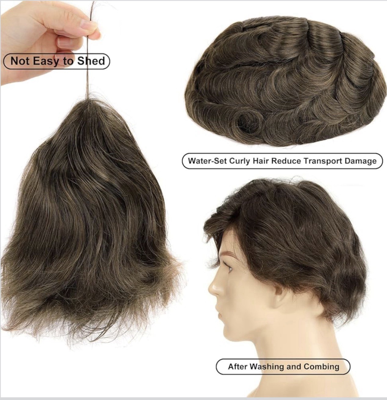 Swiss Lace Front with Thin Skin Back & Side Toupee Hair for Men