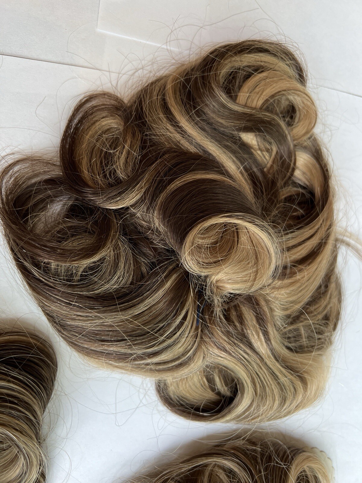 100% Human Hair Wiglet Dark Brown & Hazelnut Curly Claw Hairpiece Extension New