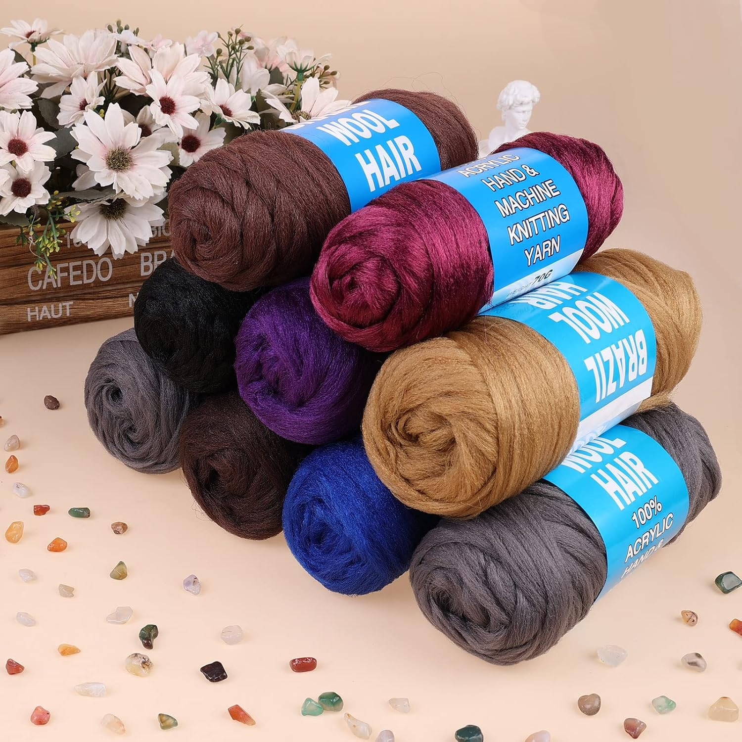 COOKOO 4 Roll Natural Black Brazilian Wool Hair for African Crochet Braids Seneg