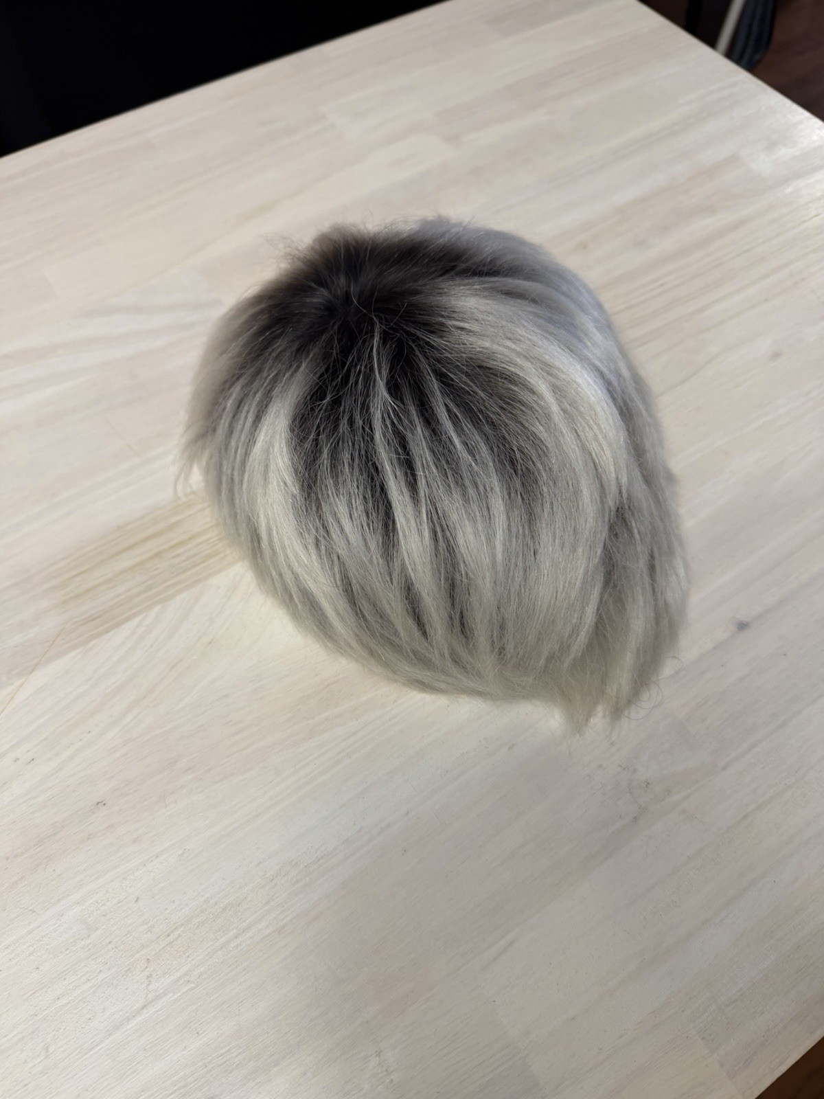 Custom Cut Men’s .08mm Skin Toupee, Hair System. Black Roots White Ends.