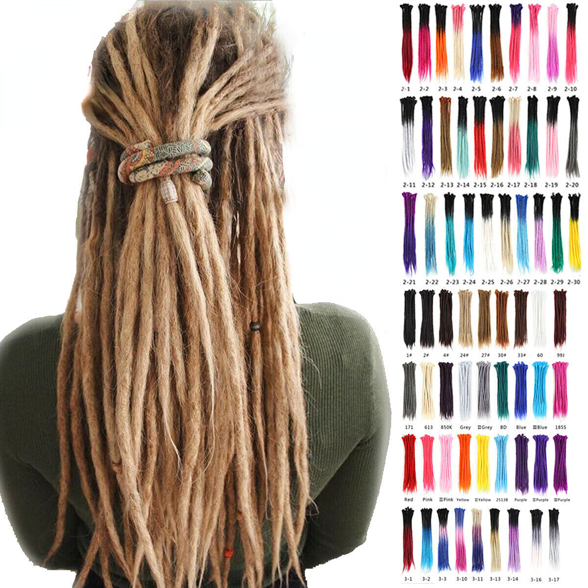 20inch Ombre Dreadlocks Extensions Crochet Braiding Hair Dreads Locs Synthetic