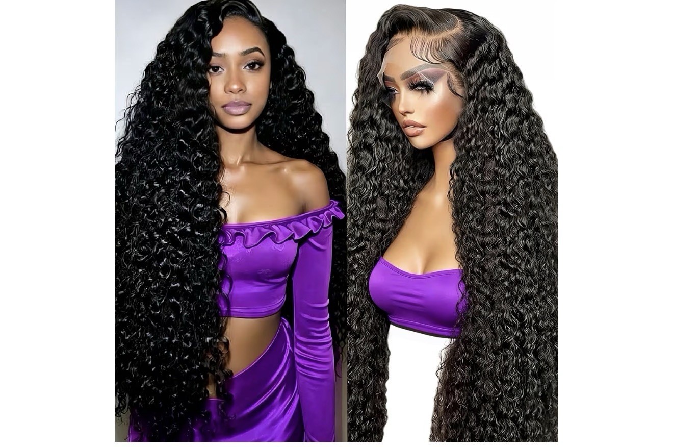 13×4 HD Lace Front Deep Wave Human Hair Wig Pre-Plucked Black Medium Cap