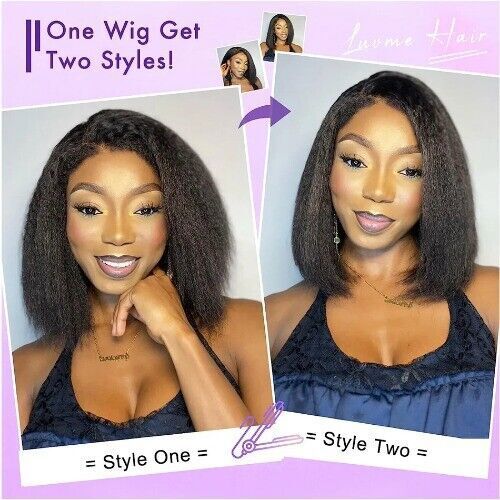 Glueless Kinky Straight 13×4 Lace Front Wig BOB 4×4 Closure Wig Pre Plucked