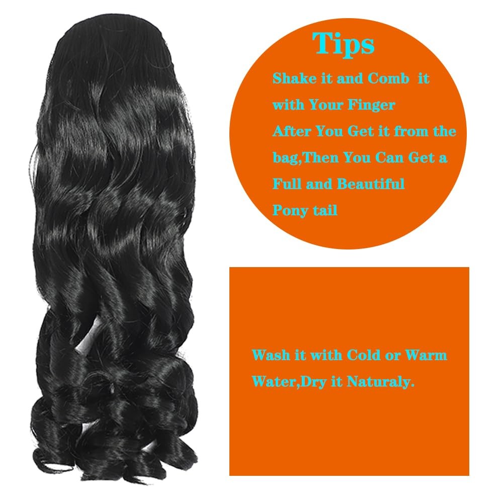 14 Inch Ponytail Extension Black Freedom Curl 120g Drawstring – Clip In Curly