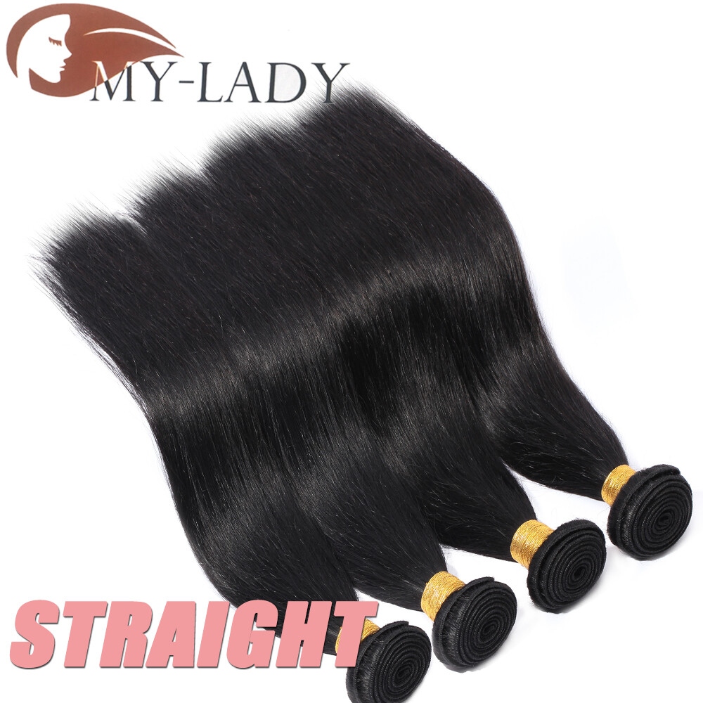 300G 1-3 Bundles Real Virgin Human Hair Extensions Weave Weft Straight Body Wavy