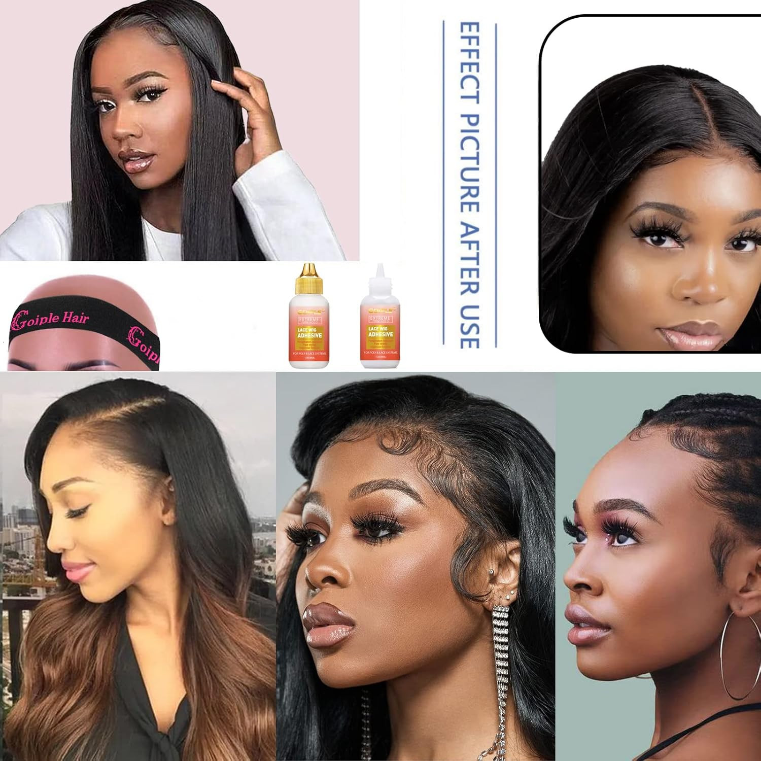 Lace Front Wig Glue Set – Waterproof with Tools, Hair Wax Stick, Remover, Edge C