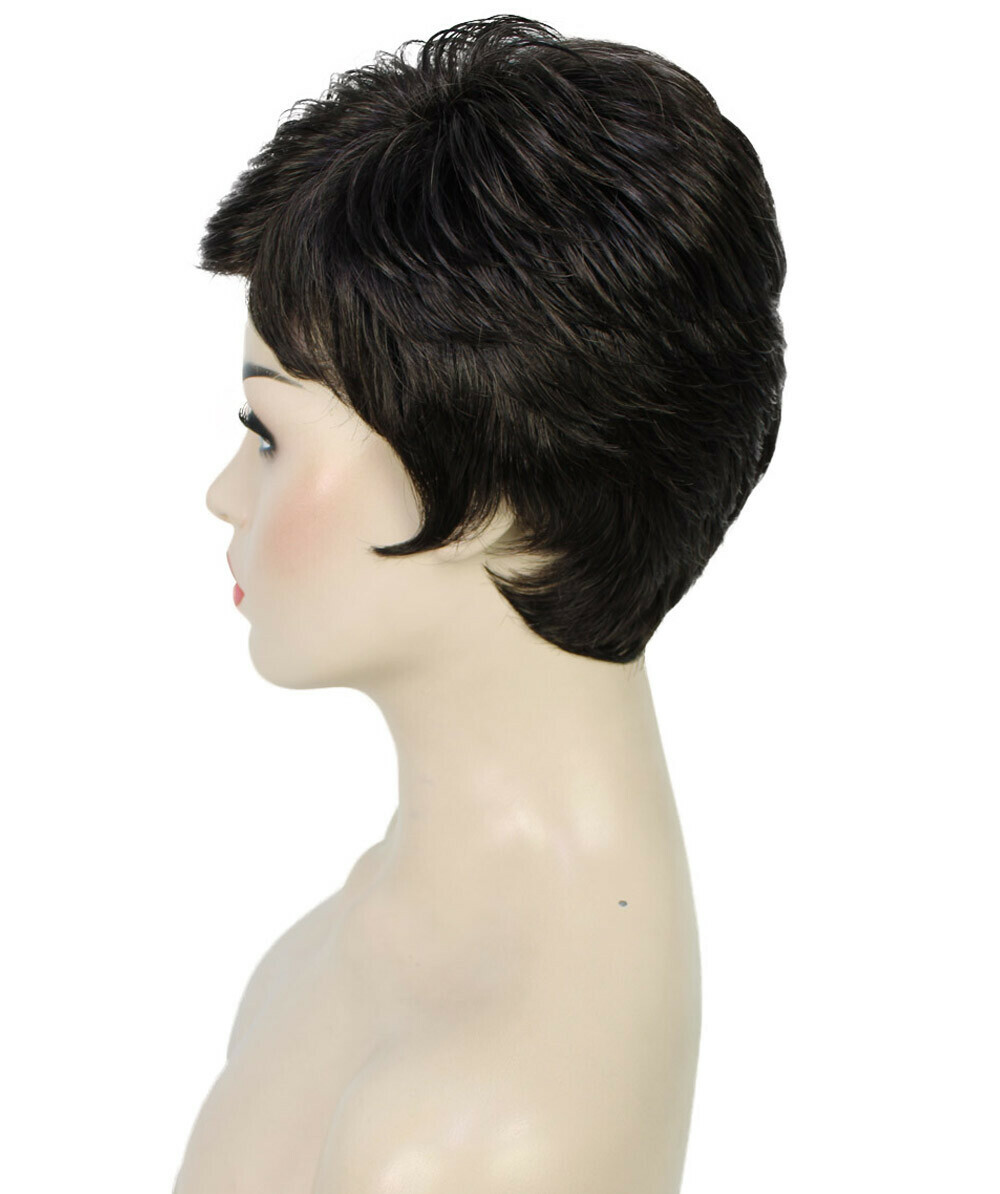 Lucille – Srraight Kanekalon Synthetic Fiber Full Wig, 1.75-3.25 in, Off Black