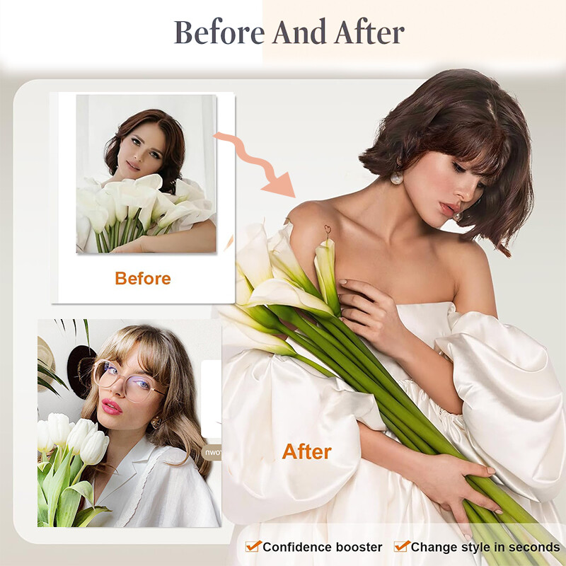 Neat Bangs Clip in on Fringe Hair Extensions Thick Thin As Human Front Hairpiece