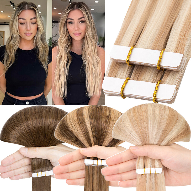 80PCS 200G Thick Tape In Real Remy 100% Human Hair Extension Full Head Skin Weft