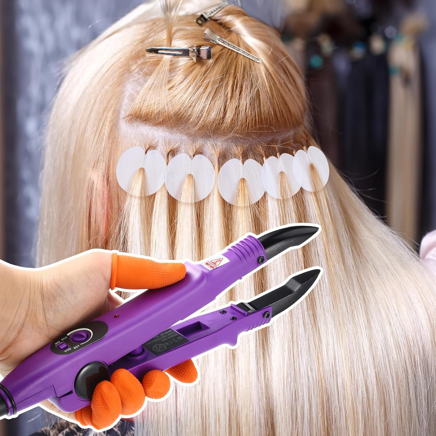 Lothee Fusion Hair Extension Heat Iron with Keratin Beads, Fusion Glue Protector