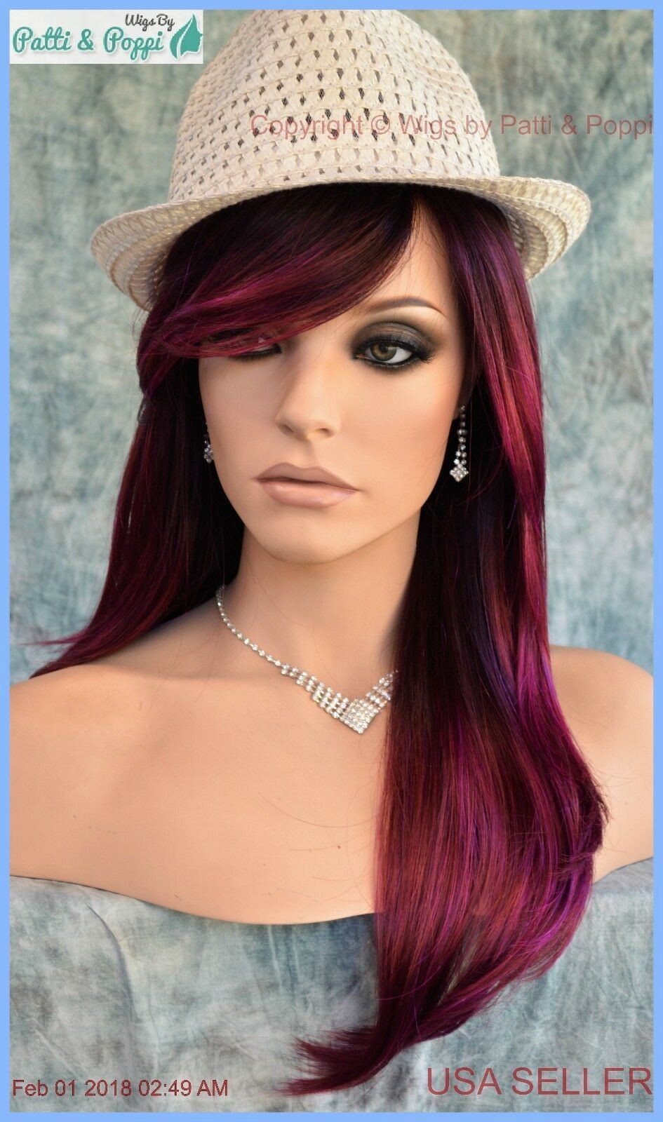 Angelica PM by Noriko Wigs (partial mono) PLUMBERRY JAM Long Sexy AUTHENTIC