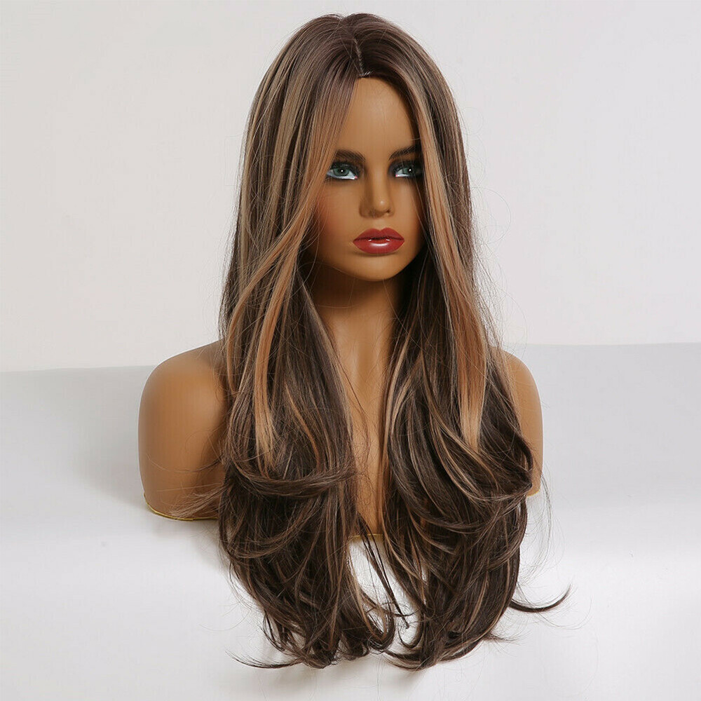 Full Wig Long Curly Straight Wavy Synthetic Hair With Blonde Wigs For Women